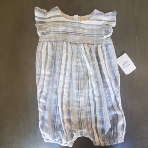 Tucker+Tate | White and Blue Stripe Romper | 18m